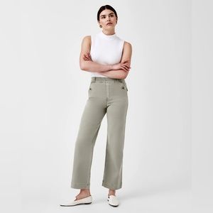 SPANX Stretch Twill Cropped Wide Leg Pant in Olive Oil